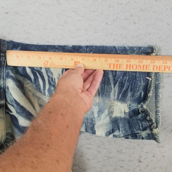 Evolution In Design Shorts Mens 38 Blue Denim Distressed Ripped Jean Cutoff - Picture 10 of 13